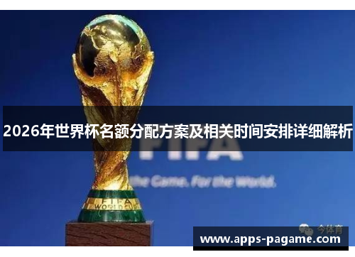 2026年世界杯名额分配方案及相关时间安排详细解析