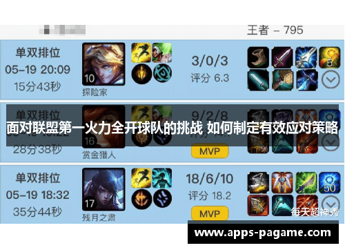 面对联盟第一火力全开球队的挑战 如何制定有效应对策略